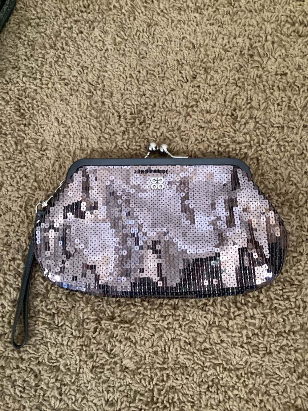 Coach Sequined Wristlet Clutch Purse Gunmetal